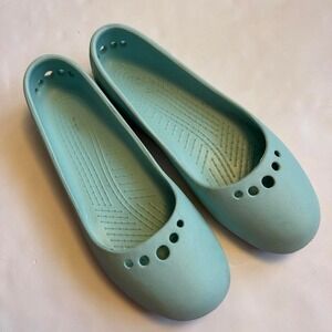 Crocs Women Teal Aqua Blue Kadee Ballet Flats Size 10 Round Toe Indie Twee
